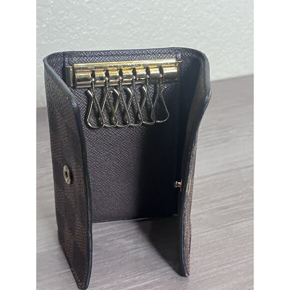 Louis Vuitton Damier Ebene 6 Key Holder Gold Hardware Classic Check From USA - Picture 5 of 11